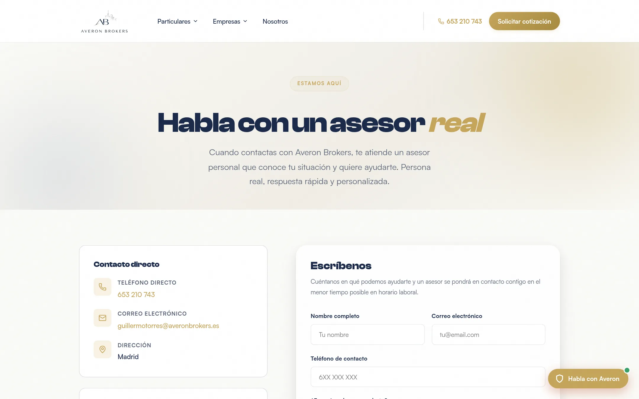 Averon Brokers — Habla con un asesor real